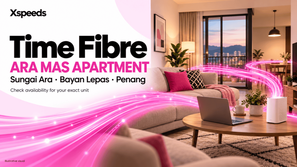 Illustrative Xspeeds Time Fibre cover for Ara Mas Apartment in Sungai Ara, Bayan Lepas, Penang