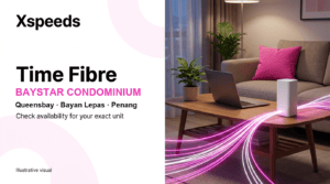 Illustrative Xspeeds Time Fibre cover for Baystar Condominium in Queensbay, Bayan Lepas, Penang