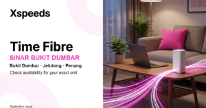 Illustrative Xspeeds Time Fibre cover for Sinar Bukit Dumbar in Jalan Faraday, Jelutong, Penang