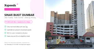 Google Street View front entrance and high-rise tower of Sinar Bukit Dumbar 98 Jelutong Penang for Time Fibre broadband